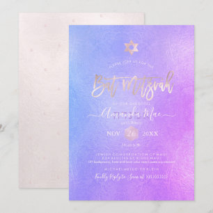 Invitation PixDezines Iridescente Purple Ombre Bat mitzvah