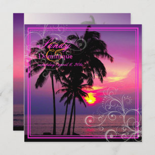 Invitation PixDezines Kaui Sunset+Swirls/mariage tropical