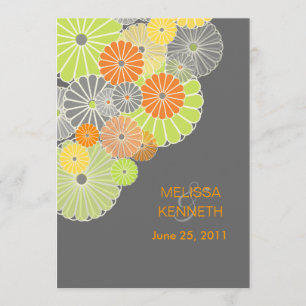 Invitation PixDezines Kiku (chrysanthème), couleur agrumes