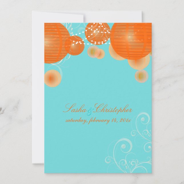 Invitation PixDezines lanternes orange/do-it-yourself couleur (Devant)