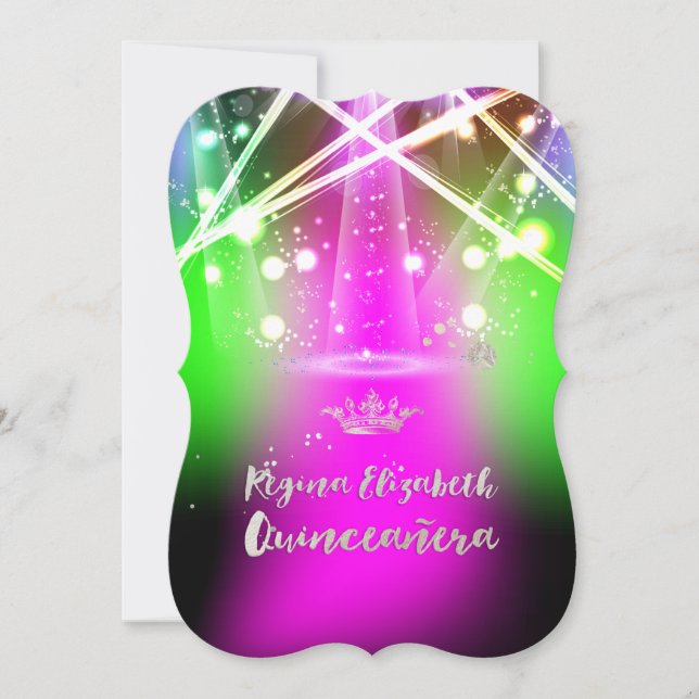 Invitation PixDezines Laser Lights Quinceanera/Sweet 15 (Devant)