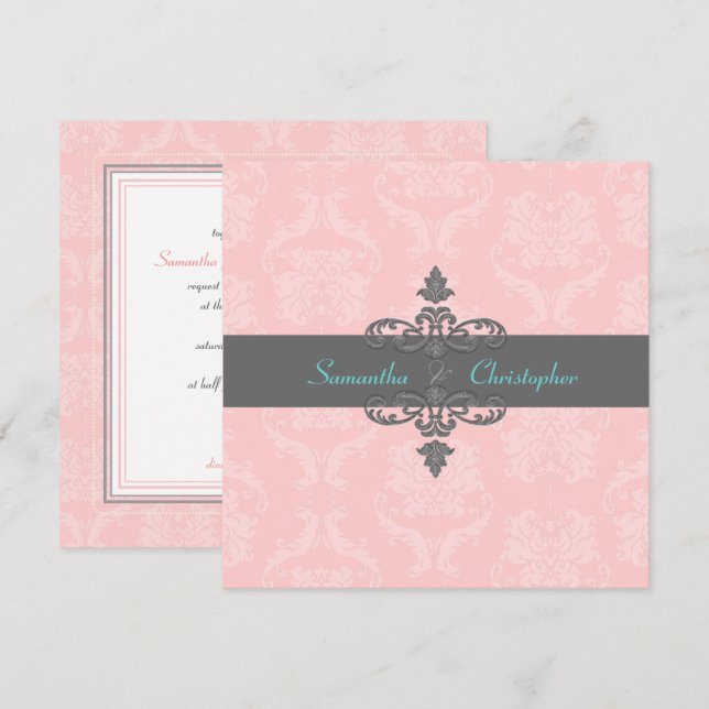 Invitation PixDezines Liliana Damask/DO-IT-YOURSELF Couleurs/ (Devant / Derrière)