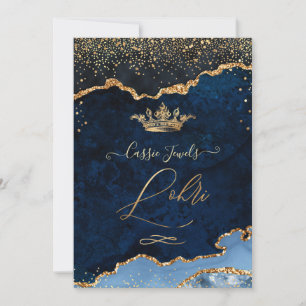 Invitation PixDezines Lohri Célébration Marine Blue Agate Or