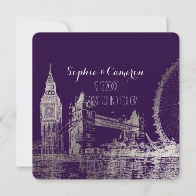 Invitation PixDezines London/Faux Silver Foil/do-it-yourself  (Devant)