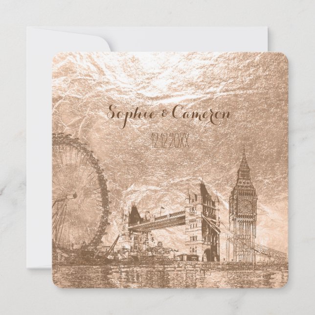 Invitation PixDezines londres urbain/faux feuille (Devant)