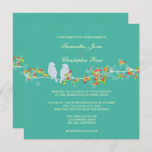 Invitation PixDezines LOVE BIRDS/DIY BACKGROUND COLOR