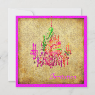 Invitation PixDezines lustre vintage en verre de murano+damas