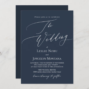 Invitation PixDezines Luxe Calligraphy Navy Blue Wedding