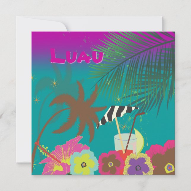 Invitation PixDezines Mai Tai, Luau à la plage (Devant)