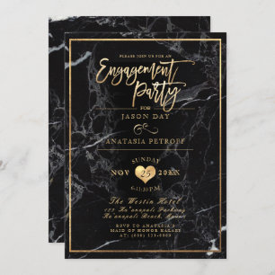 Invitation PixDezines Marble/Faux Gold/Engagement Party