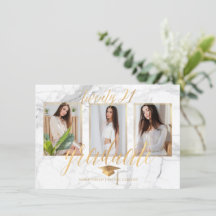 PixDezines Marble Faux Gold Graduation Invita