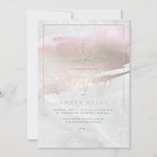Invitation PixDezines Marble+Platine rose-Bleu (Devant)