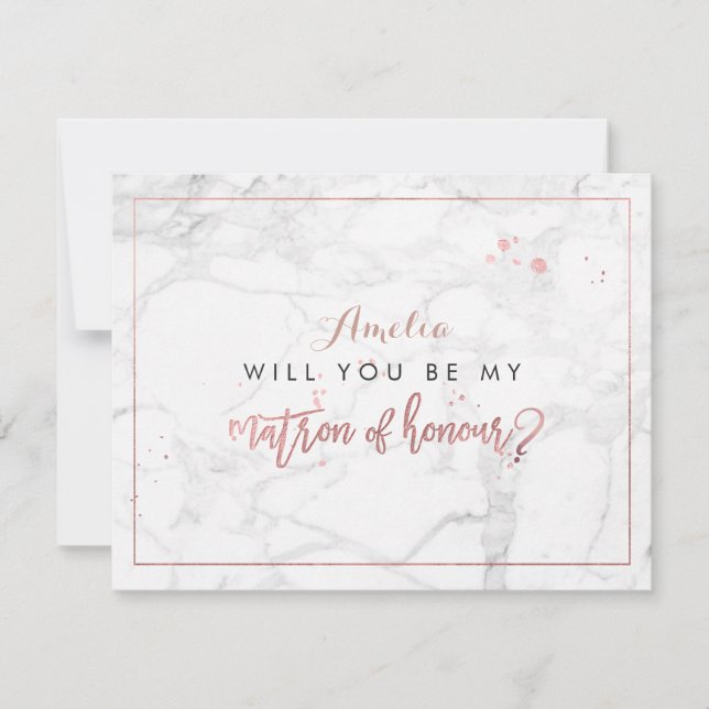 Invitation PixDezines Marbre /Faux Or Rose Serez-vous. (Devant)