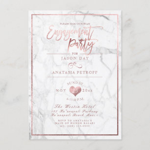Invitation PixDezines Marbre/Faux Rose Gold/Engagement Party