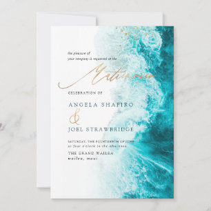 Invitation PixDezines Marine Waves Shoreline Beach Matrimonio