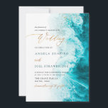 Invitation PixDezines Marine Waves Shoreline Beach Wedding<br><div class="desc">PixDezines ondes bleu marine invitations avec vagues turquoise foncé / marine et rivage pour un mariage de plage ou un événement spécial. Nous avons accentué avec de la poussière d'or, qui peut être copié et collé. Avec un script de calligraphie élégant en faux or et un deuxième calque ci-dessous est...</div>