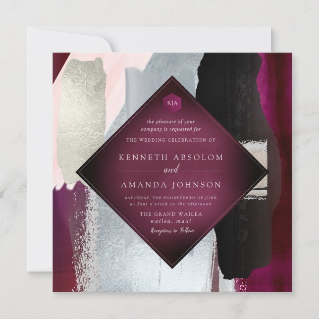Invitation PixDezines Masala Rouge Blush Argent (Devant)