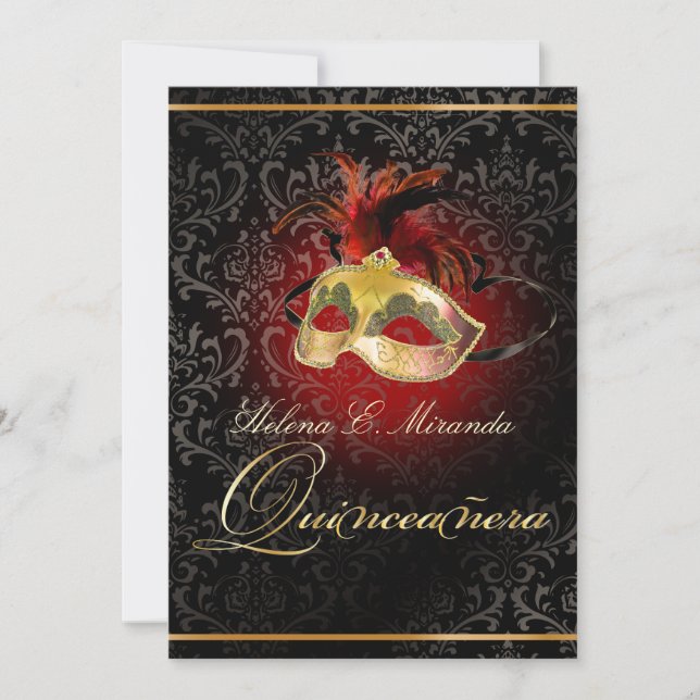Invitation PixDezines MASQUERADE BALL/ROSSI DAMASK/DO-IT-YOUR (Devant)