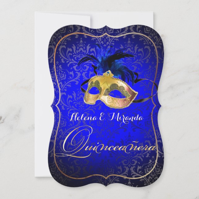 Invitation PixDezines Masquerade/Blue/DIYcolor! (Devant)