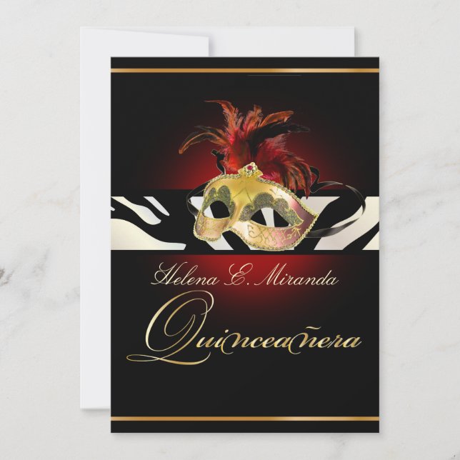 Invitation PixDezines Masquerade/Quincenera/Zebra/DO-IT-YOURS (Devant)