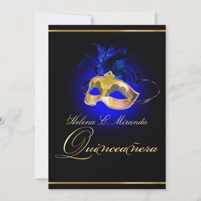 Invitation PixDezines Masquerade/Royal Blue/Couleur DIY !! (Devant)