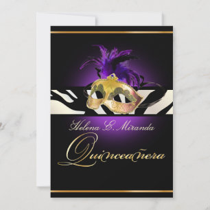 Invitation PixDezines Masquerade/violet/zèbre/DO-IT-YOURSELF 
