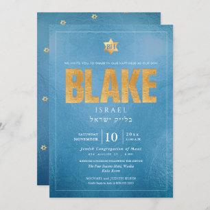 Invitation PixDezines Minimaliste Dusty Blue Mitzvah