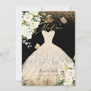 Invitation PixDezines Mis Quince Champagne Gold Parties scint