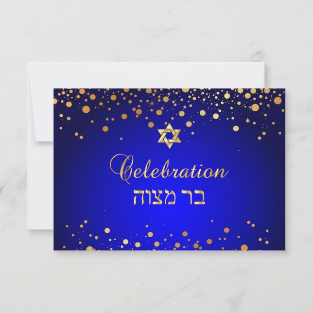 Invitation PixDezines Mitzvah Celebration, Faux Gold Confetti (Devant)