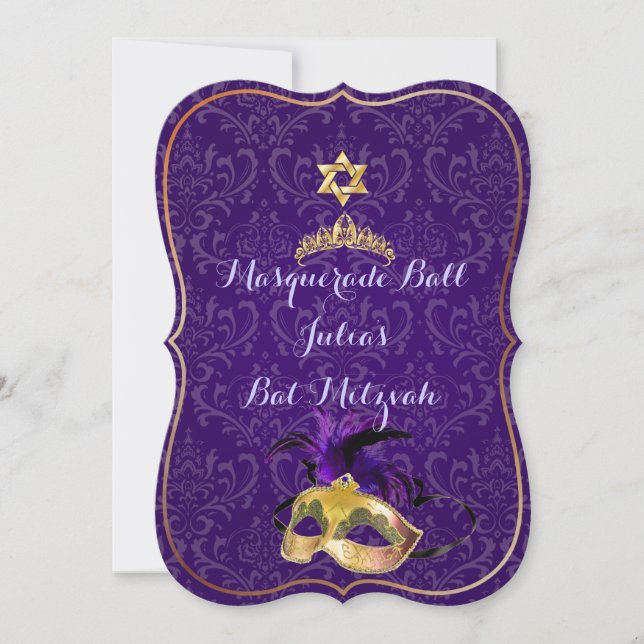 Invitation PixDezines Mitzvah Masquerade/DO-IT-YOURSELF coule (Devant)