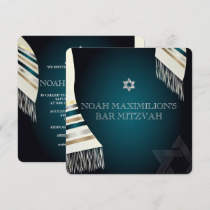 Invitation PixDezines mitzvah/tallit turquoise/arrière - plan