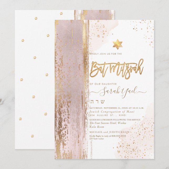 Invitation PixDezines Moderne Abstrait Tallit Bat mitzvah (Devant / Derrière)