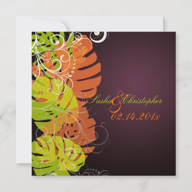 Invitation PixDezines Monstera, Feuillage Tropical + Tourbill (Devant)