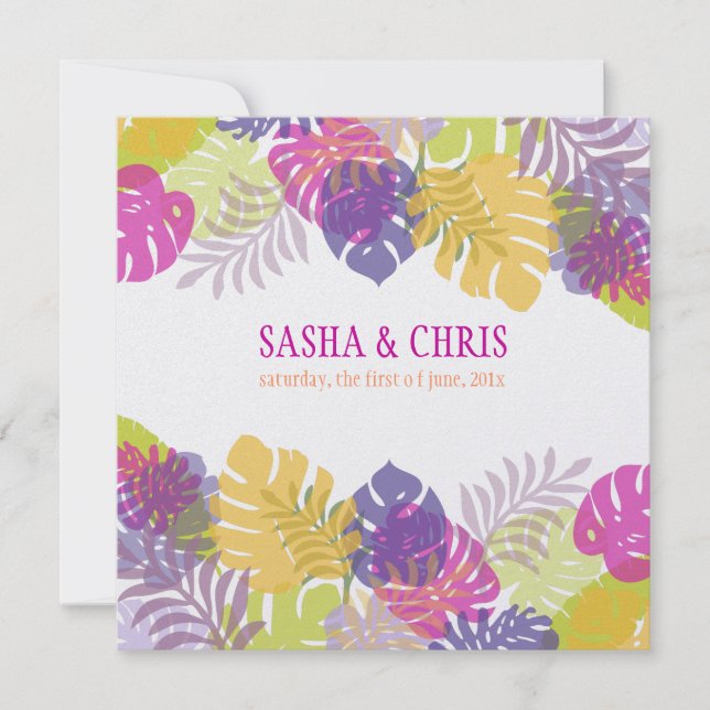 Invitation PixDezines Monstera, Foliage Tropical/do-it-yourse (Devant)