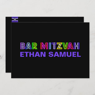 Invitation PixDezines néon lumières bar mitzvah
