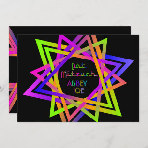 Invitation PixDezines Neon Sign Star de David/Bat mitzvah