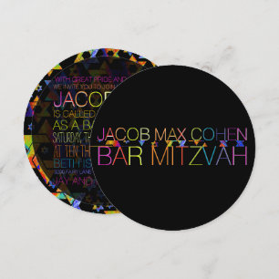Invitation PixDezines néons/typographie/bar mitzvah