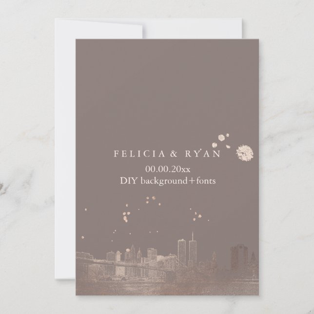 Invitation PixDezines NYC Skyline/Rose Gold/do-it-yourself Ba (Devant)