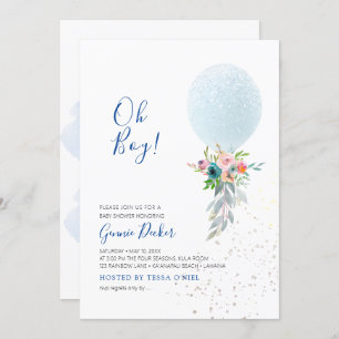 Invitation PixDezines Oh Boy Balloon Baby shower
