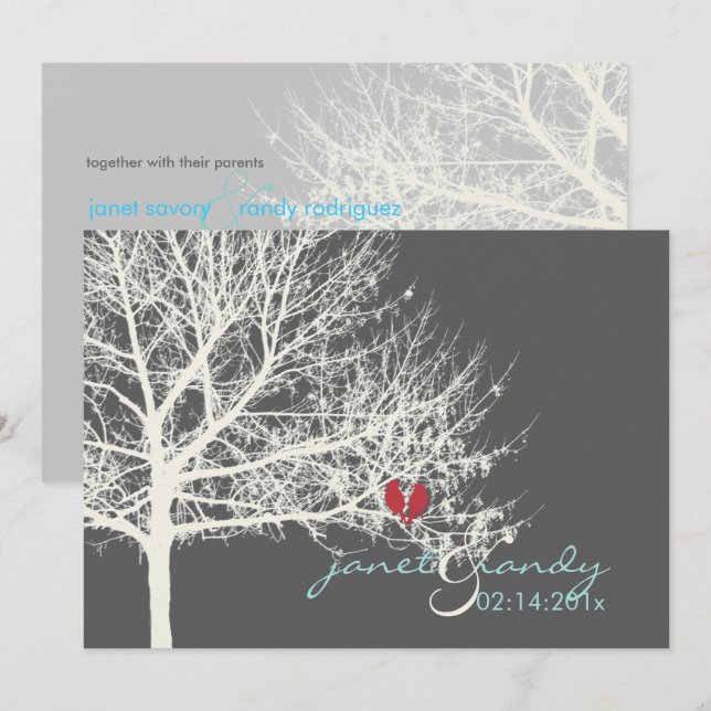 Invitation PixDezines OISEAUX DE NEIGE/couleurs HIVER/DO-IT-Y (Devant / Derrière)