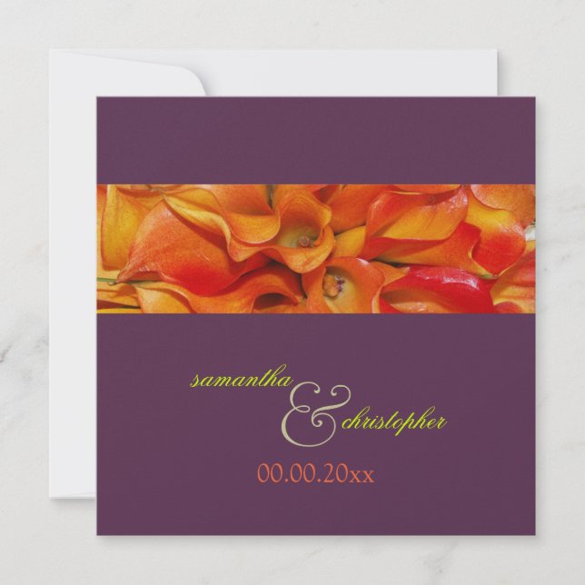Invitation PixDezines ORANGE CALLA LILY/LUXE PERLE PAPIER (Devant)