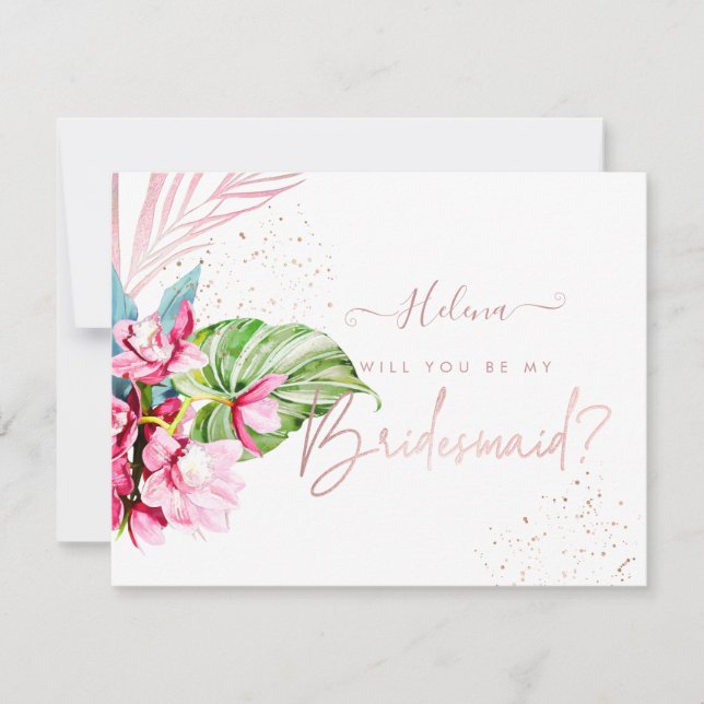 Invitation PixDezines Orchid Isle Will vous .. Bridesmaid (Devant)