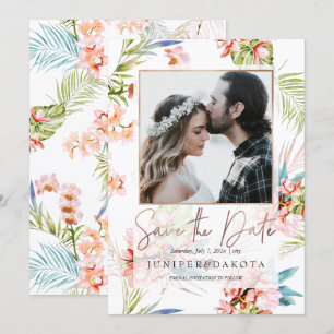 Invitation PixDezines Orchidée Isle, Peach Orchid+Palms