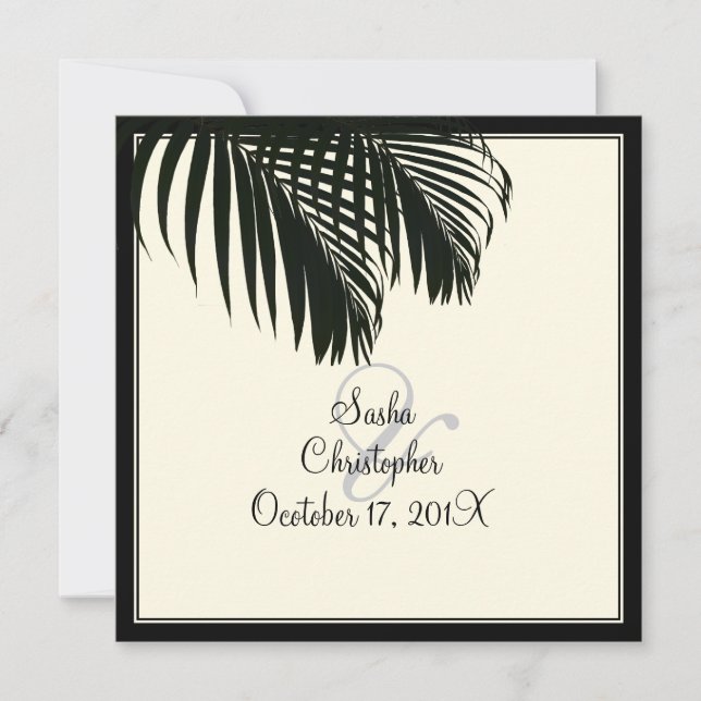 Invitation PixDezines Palm Fronds, mariage sur la plage/coule (Devant)
