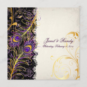 Invitation PixDezines paon pizzazz, filigree+swirls+black la