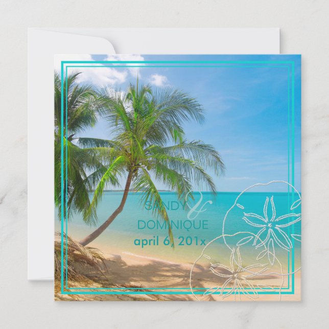 Invitation PixDezines Paradis/Île tropicale+dollar des sables (Devant)