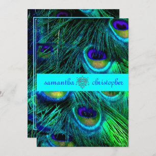 Invitation PixDezines PEACOCK FEATHER/AQUA/TURQUOISE INVITATI