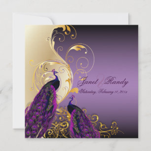 Invitation PixDezines Peacock, filigree+swirls/violet/do-it-y