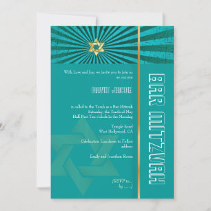 Invitation PixDezines Photo Bar Mitzvah/turquoise/faux or
