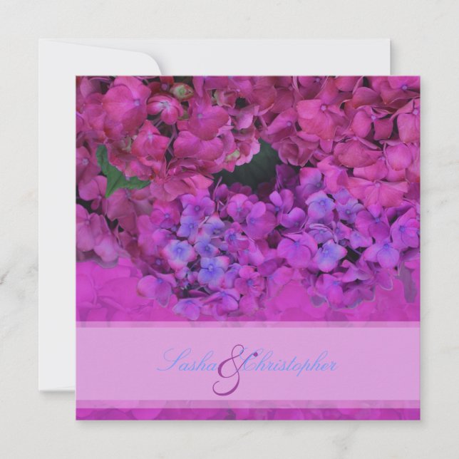 Invitation PixDezines Pink/Fuschia Hydrangea (Devant)